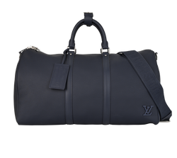 Keepall 50 Bandouliere, Leather, Blue, NFC, B/DB/S/L/K, 4*